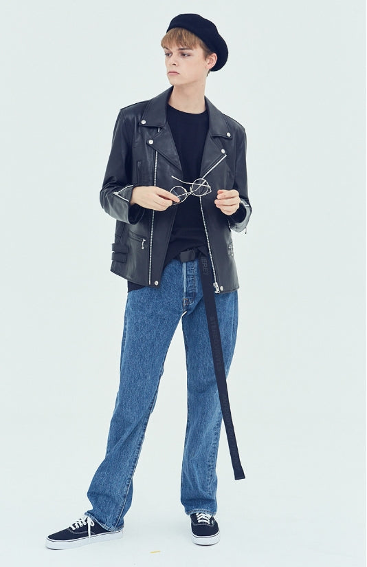 ステレオバイナルズ(Stereo Vinyls) [AW17] Mens Lambskin Rider Jacket(Black)