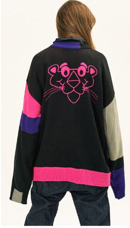 ステレオバイナルズ(Stereo Vinyls) [AW17 Pink Panther] Color Block Knit(Black)