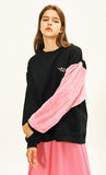 ステレオバイナルズ(Stereo Vinyls) [AW17 Pink Panther] Faux Fur Sleeve Sweatshirts(Melange Grey)