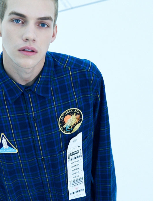 ステレオバイナルズ(Stereo Vinyls) [AW17 ISA] Constellation Flannel Shirt (Navy)