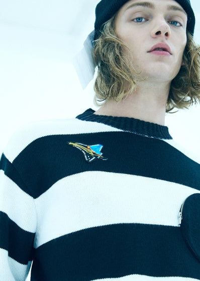 ステレオバイナルズ(Stereo Vinyls) [AW17 ISA] Stripe Knit(Black)