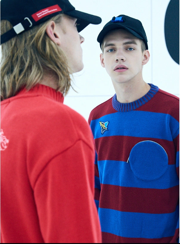 ステレオバイナルズ(Stereo Vinyls) [AW17 ISA] Stripe Knit(Burgundy)