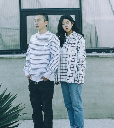 ステレオバイナルズ(Stereo Vinyls) [AW17 NOUNOU] Painting Stripe Fleece Sweatshirts(White)