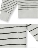 ステレオバイナルズ(Stereo Vinyls) [AW17 NOUNOU] Painting Stripe Fleece Sweatshirts(White)