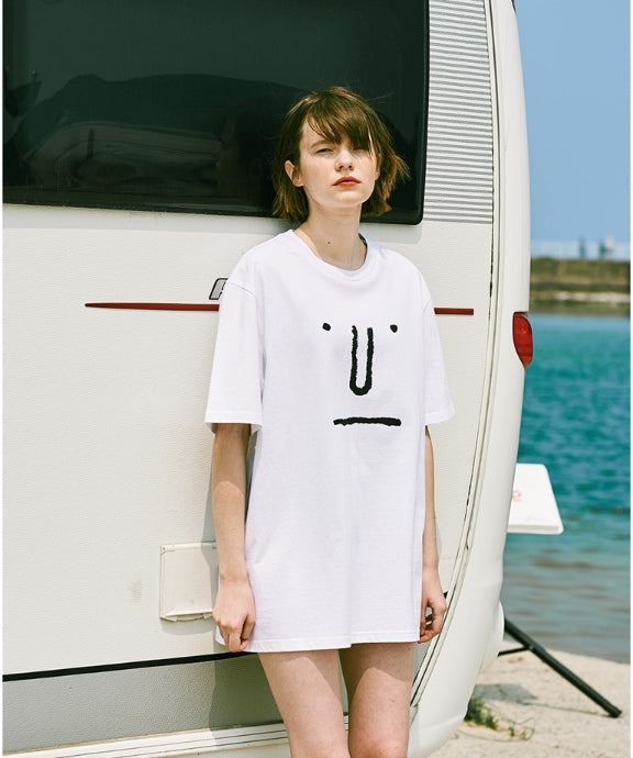 ステレオバイナルズ(Stereo Vinyls) [SS18 NOUNOU] Face S3 T-Shirts(White)