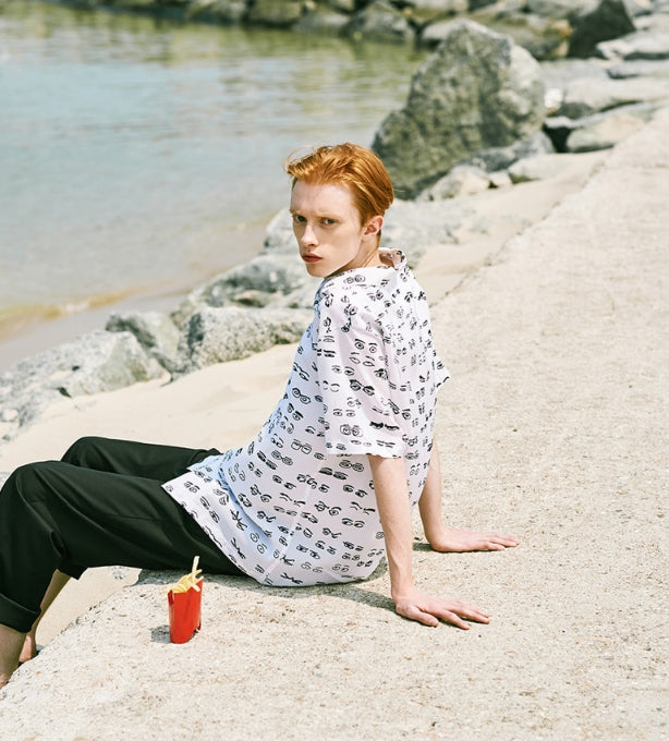 ステレオバイナルズ(Stereo Vinyls) [SS18 NOUNOU] Eyes Rayon Shirts (White)