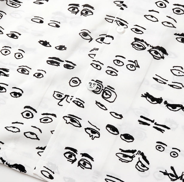 ステレオバイナルズ(Stereo Vinyls) [SS18 NOUNOU] Eyes Rayon Shirts (White)