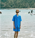 ステレオバイナルズ(Stereo Vinyls) [SS18 NOUNOU] Surfer Pattern Rayon Shirts(Blue)