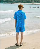 ステレオバイナルズ(Stereo Vinyls) [SS18 NOUNOU] Surfer Pattern Rayon Shirts(Blue)