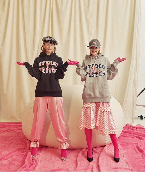 ステレオバイナルズ(Stereo Vinyls) [FW18 Pink Panther] SV Logo Hoodie(Melange Grey)