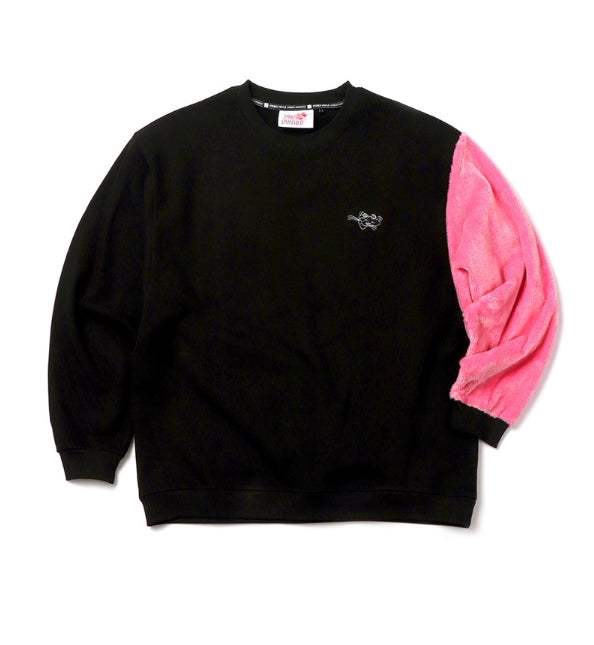 ステレオバイナルズ(Stereo Vinyls) [FW18 Pink Panther] Fur Sleeve Sweatshirts(Black)