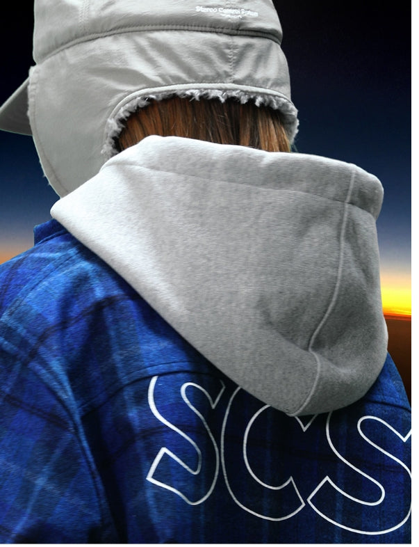 ステレオバイナルズ(Stereo Vinyls) [FW18 SCS] Logo Flannel Shirt(Blue)