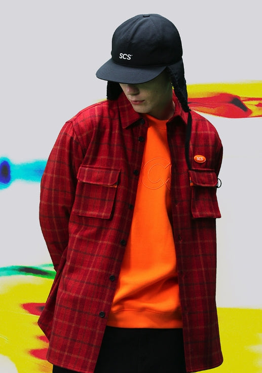 ステレオバイナルズ(Stereo Vinyls) [FW18 SCS] Logo Flannel Shirt(Red)