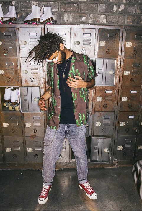 セイントペイン(SAINTPAIN) SP CACTUS HAWAIIAN SHIRT-BROWN