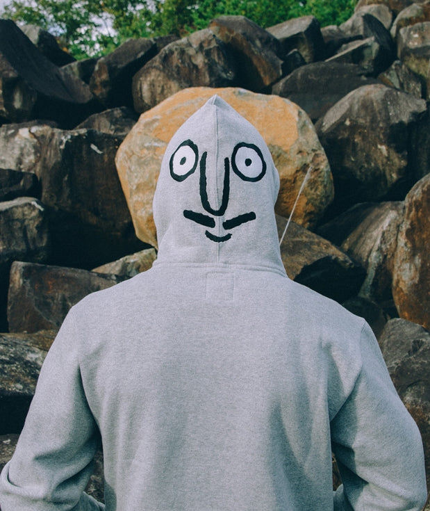 ステレオバイナルズ(Stereo Vinyls) [FW18 NOUNOU] Back Face Fleece Hoodie(Melange Grey)