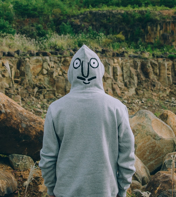 ステレオバイナルズ(Stereo Vinyls) [FW18 NOUNOU] Back Face Fleece Hoodie(Melange Grey)