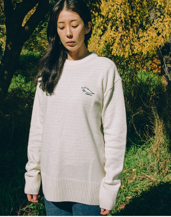 ステレオバイナルズ(Stereo Vinyls) [FW18 NOUNOU] Patch Wool Mixed Knit(Ivory)