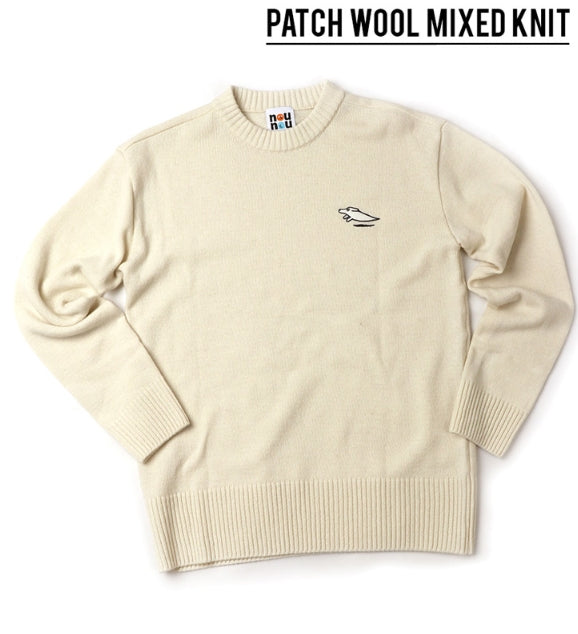 ステレオバイナルズ(Stereo Vinyls) [FW18 NOUNOU] Patch Wool Mixed Knit(Ivory)