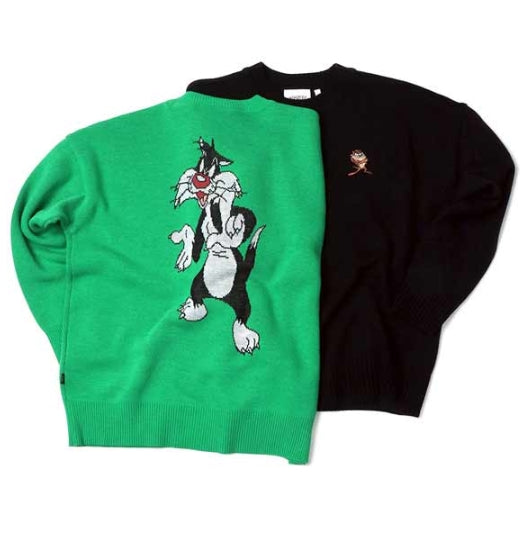 ステレオバイナルズ(Stereo Vinyls) [SS19 STEREO X LOONEY TUNES] Patch Knit(Black)