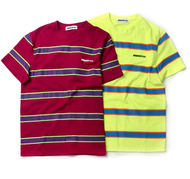 ステレオバイナルズ(Stereo Vinyls) [SS19 STEREO X FILA] Stripe S/S Tee(Purple)