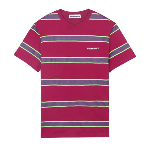 ステレオバイナルズ(Stereo Vinyls) [SS19 STEREO X FILA] Stripe S/S Tee(Purple)