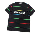 ステレオバイナルズ(Stereo Vinyls) [SS19 STEREO X FILA] Colorful Stripe S/S Tee(Black)