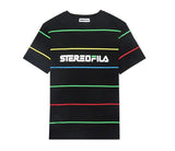 ステレオバイナルズ(Stereo Vinyls) [SS19 STEREO X FILA] Colorful Stripe S/S Tee(Black)