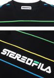 ステレオバイナルズ(Stereo Vinyls) [SS19 STEREO X FILA] Colorful Stripe S/S Tee(Black)