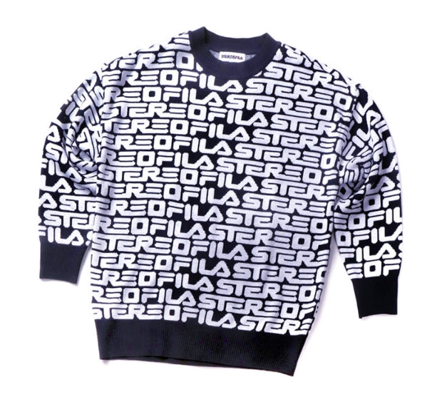 ステレオバイナルズ(Stereo Vinyls) [SS19 STEREO X FILA] Logo Jacquard Sweater(Navy)