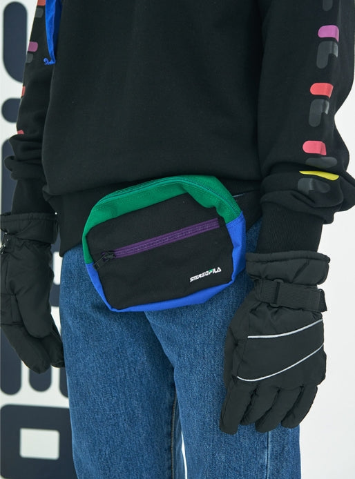 ステレオバイナルズ(Stereo Vinyls) [SS19 STEREO X FILA] Colorful Waist Bag(Black)
