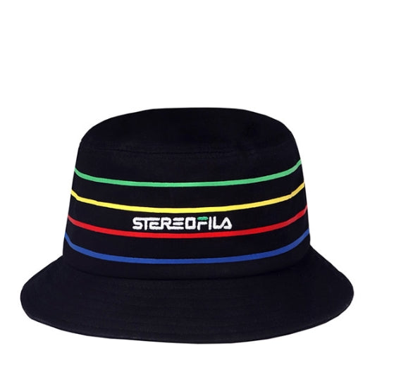 ステレオバイナルズ(Stereo Vinyls) [SS19 STEREO X FILA] Colorful Stripe Bucket(Black)