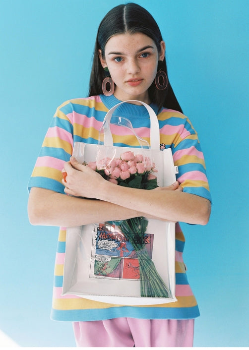 ステレオバイナルズ(Stereo Vinyls)[SS19 Pink Panther] Comics PVC Tote Bag (White)