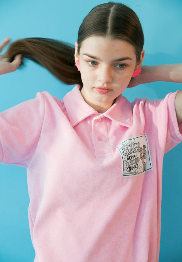 ステレオバイナルズ(Stereo Vinyls) [SS19 Pink Panther] Towel Fabric Collar Shirts (Pink)