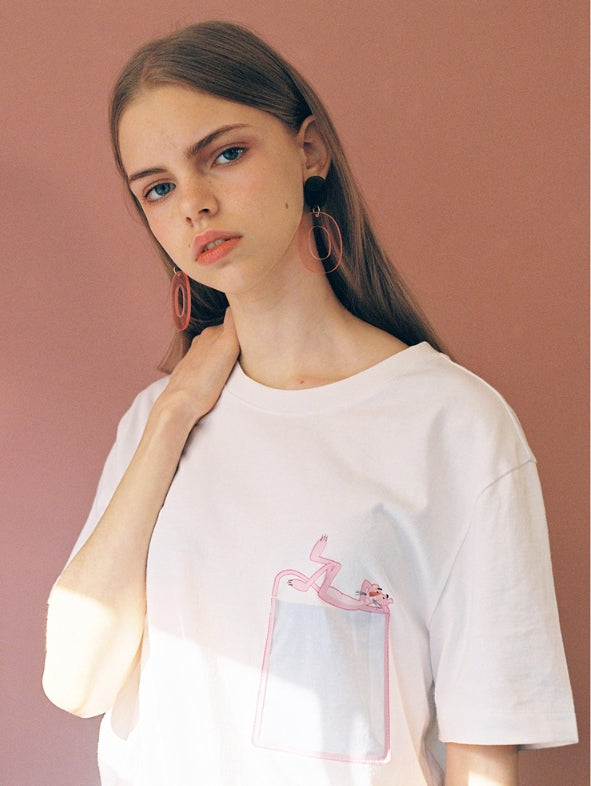 ステレオバイナルズ(Stereo Vinyls) [SS19 Pink Panther] PP Clear Pocket T-Shirts(White)