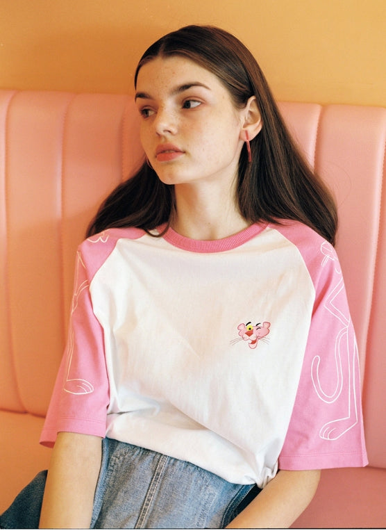 ステレオバイナルズ(Stereo Vinyls) [SS19 Pink Panther] PP Raglan T-Shirts(Pink)