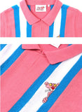 ステレオバイナルズ(Stereo Vinyls) [SS19 Pink Panther] Stripe Collar S/S Knit(Pink)