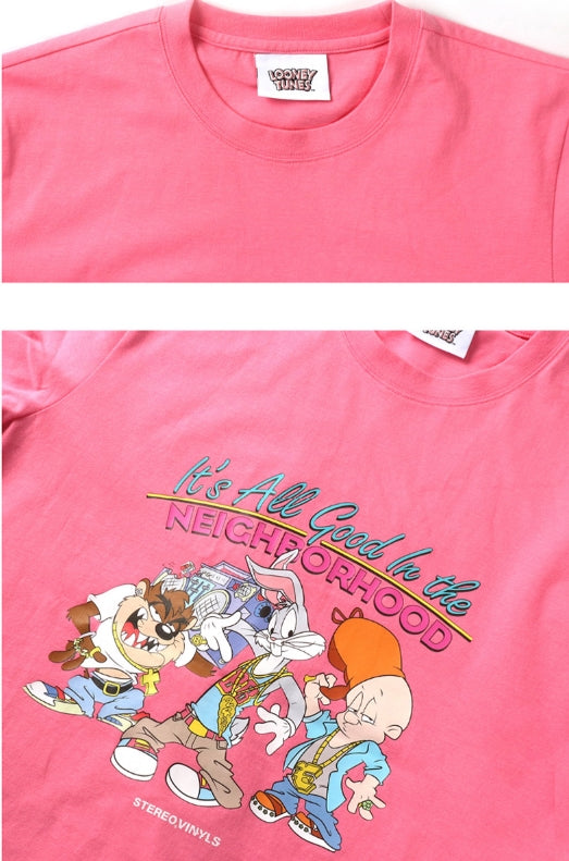 ステレオバイナルズ(Stereo Vinyls) [SS19 Looney Tunes] LT Neiborhood T-Shirts (Pink)