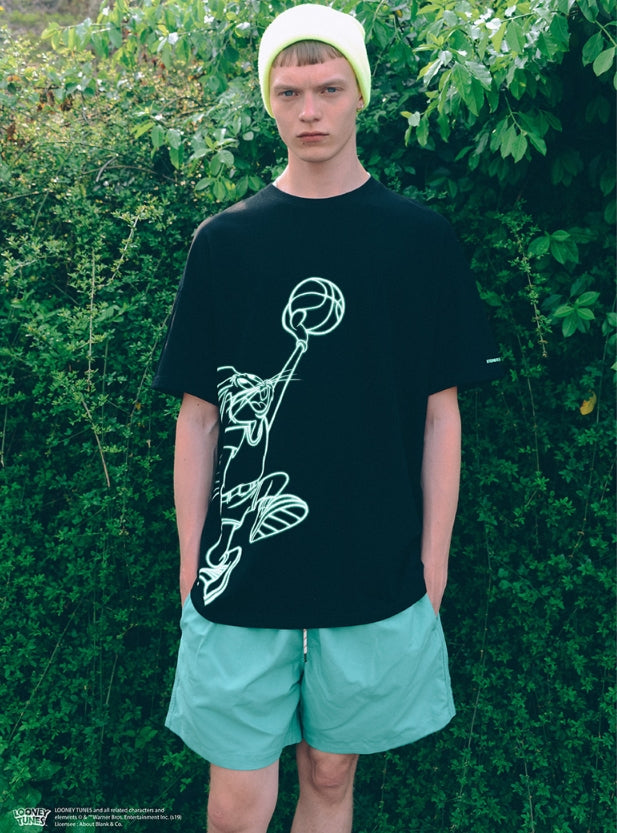 ステレオバイナルズ(Stereo Vinyls) [SS19 Looney Tunes] Neon Bunny Over Fit T-shirts (Black)