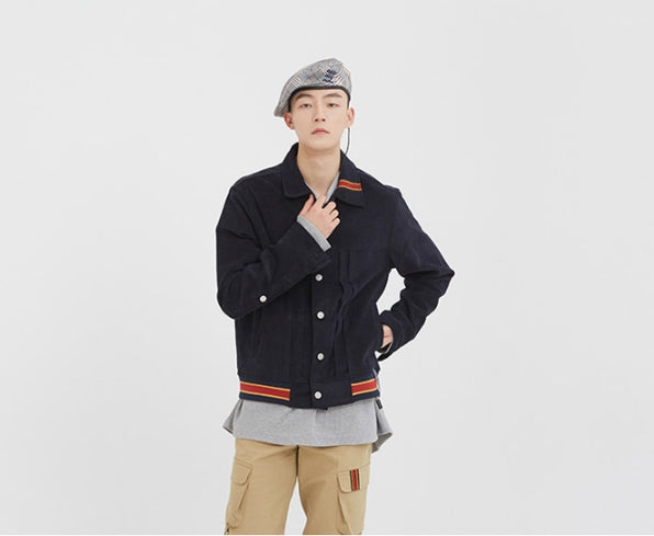 ロマンティッククラウン(ROMANTIC CROWN) Color Tape Corduroy Jacket_Navy