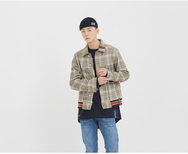 ロマンティッククラウン(ROMANTIC CROWN) Color Tape Check Jacket_Grey