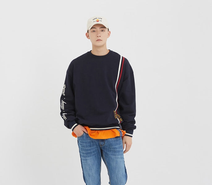 ロマンティッククラウン(ROMANTIC CROWN) RC Double Line Sweat Shirt_Navy