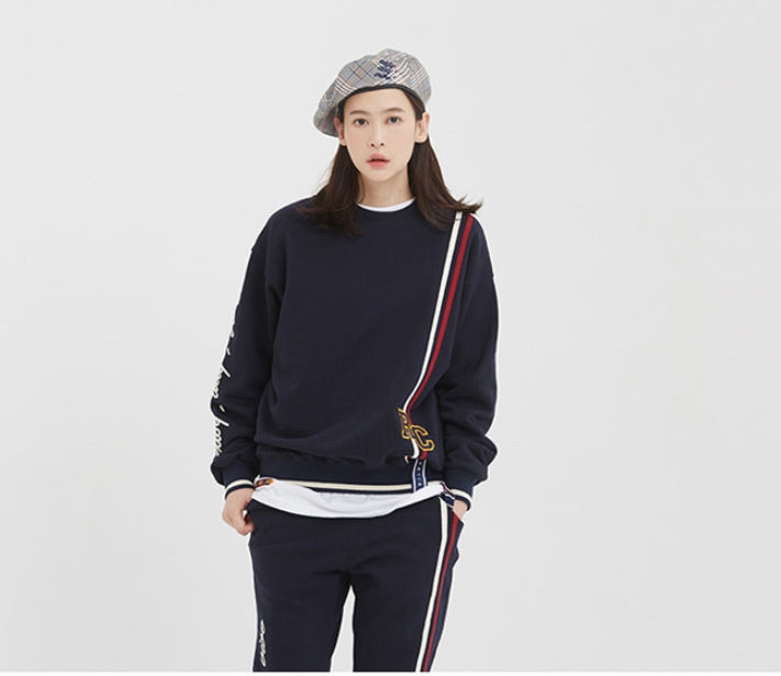 ロマンティッククラウン(ROMANTIC CROWN) RC Double Line Sweat Shirt_Navy