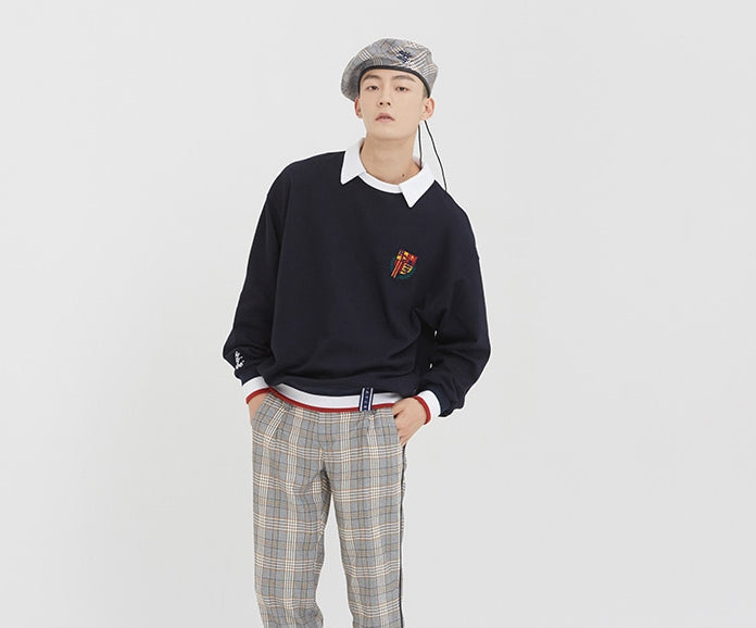 ロマンティッククラウン(ROMANTIC CROWN) E.D.V Collar Crew Neck_Navy