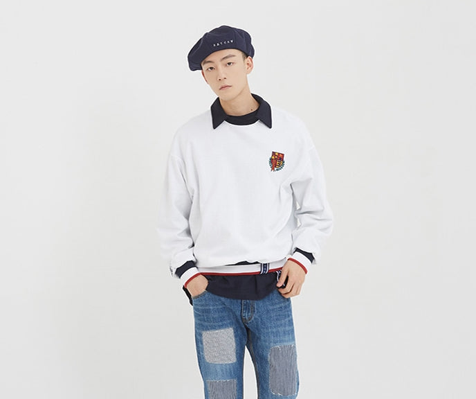 ロマンティッククラウン(ROMANTIC CROWN) E.D.V Collar Crew Neck_White