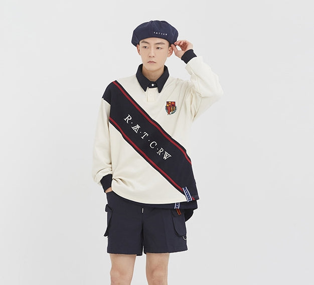 ロマンティッククラウン(ROMANTIC CROWN) Logo Line Polo Shirt_Oatmeal