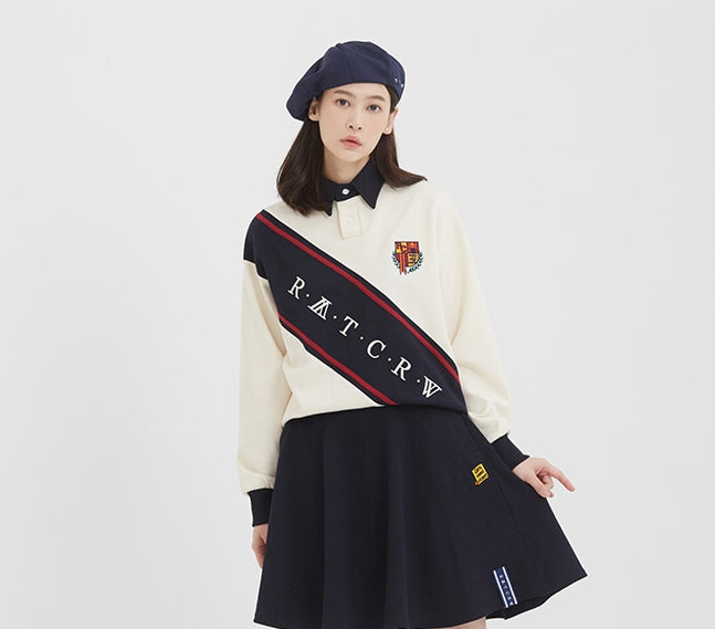 ロマンティッククラウン(ROMANTIC CROWN) Logo Line Polo Shirt_Oatmeal