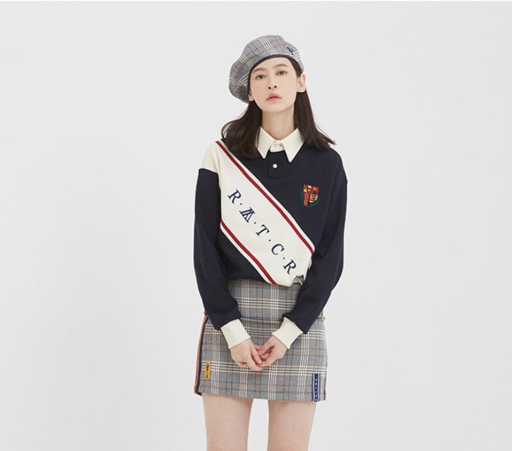 ロマンティッククラウン(ROMANTIC CROWN) Logo Line Polo Shirt_Navy