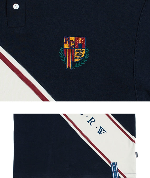 ロマンティッククラウン(ROMANTIC CROWN) Logo Line Polo Shirt_Navy