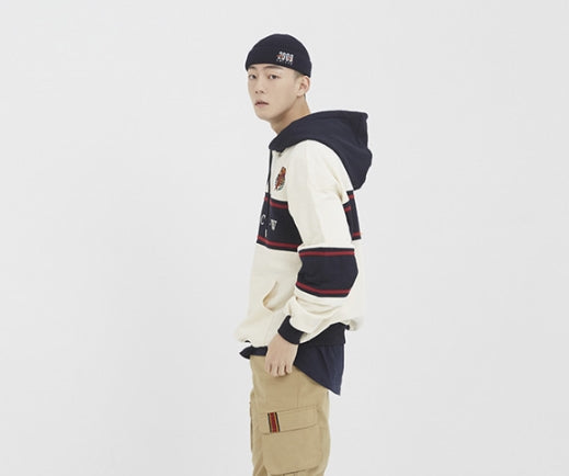 ロマンティッククラウン(ROMANTIC CROWN) Cross Line Hoodie_Oatmeal