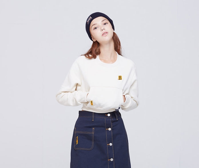 ロマンティッククラウン(ROMANTIC CROWN) Pocket Crop Sweat Shirt_Oatmeal